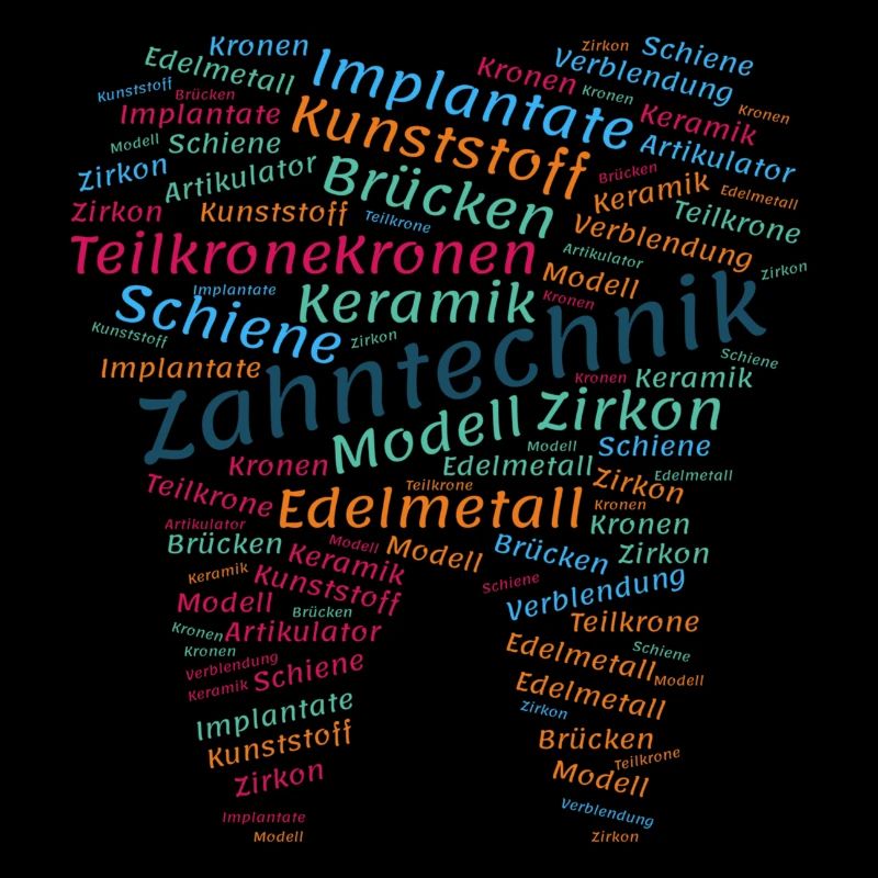 Zahntechnik Wordcloud bunt