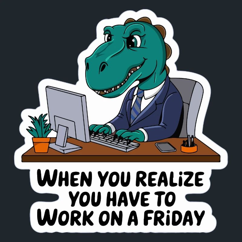 Dinosaur in the office - work after hours on Friday