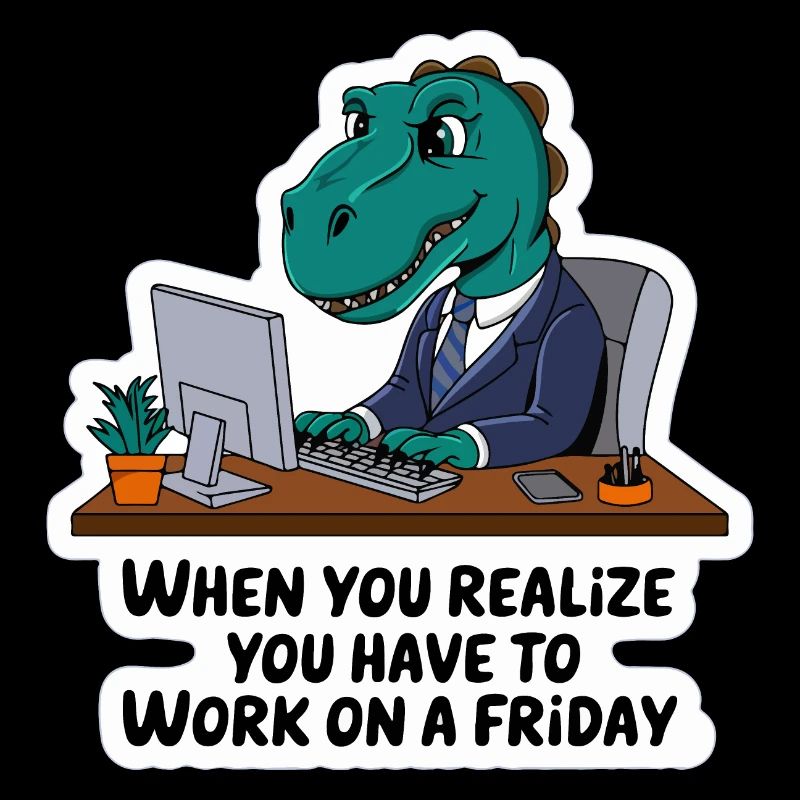 Dinosaur in the office - work after hours on Friday