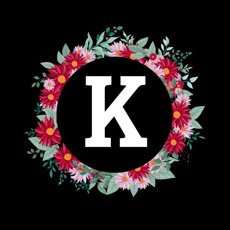 Lettre k couronne florale