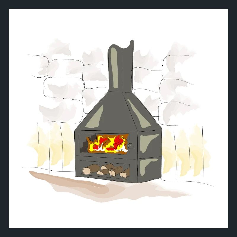 Cheminée à bois éclairée