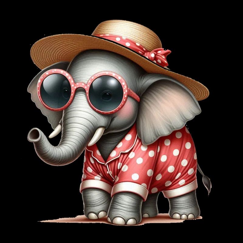Éléphant en pyjama avec lunettes de soleil