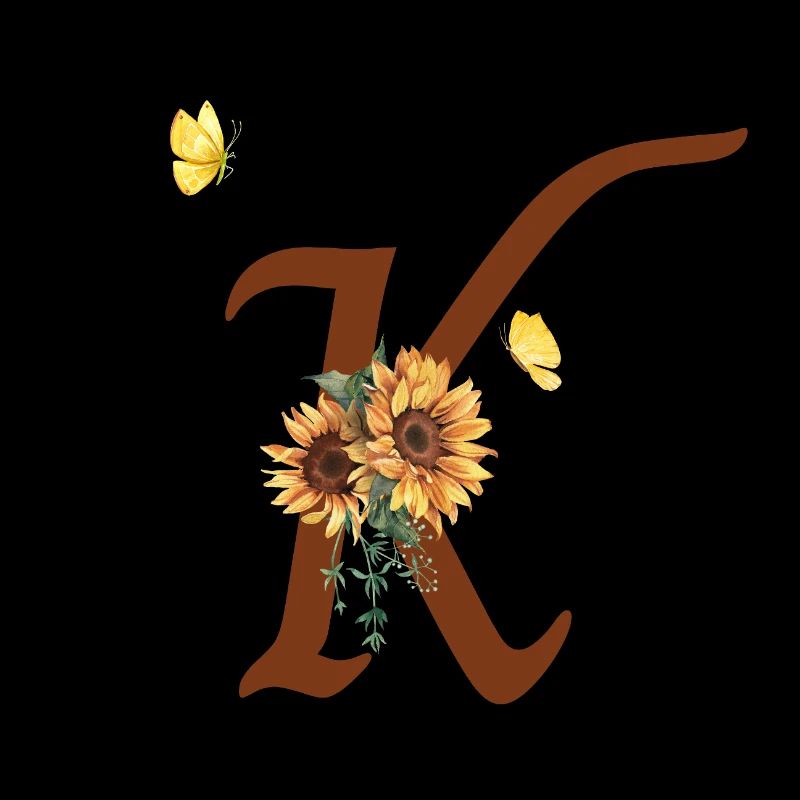 Letter k sunflower butterfly