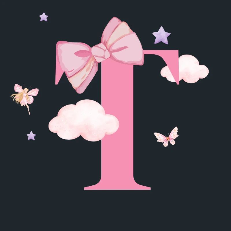 Buchstabe t Rosa Wolken