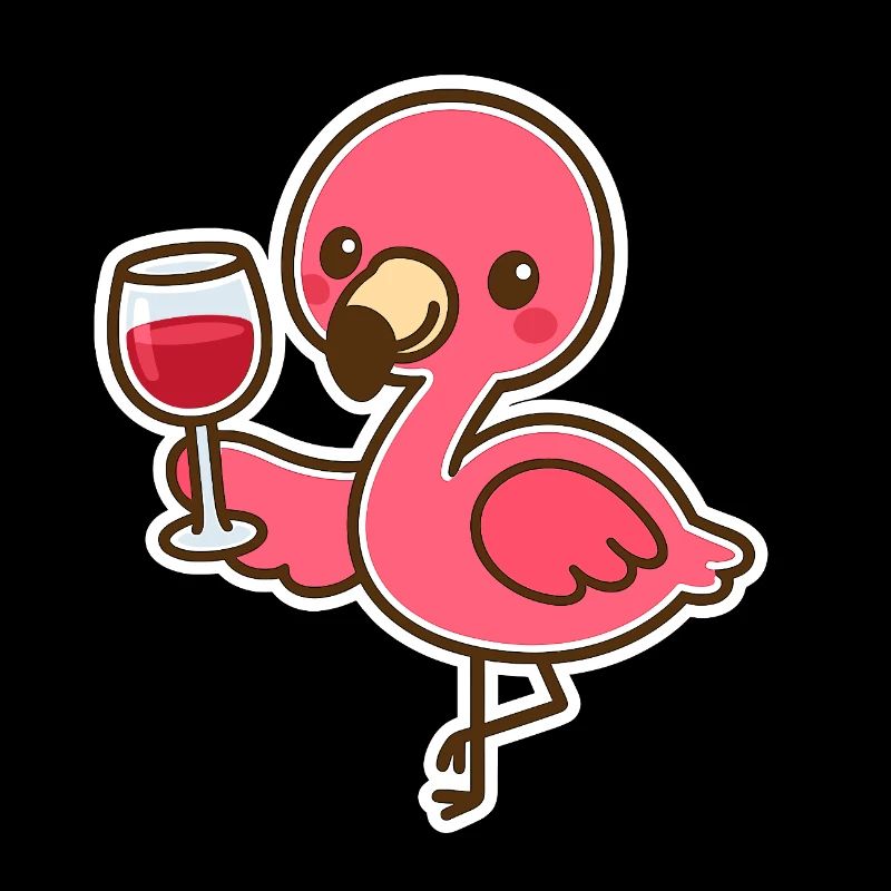 Cute Flamingo with wine glas