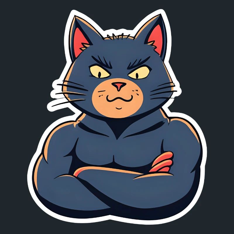 Cat with Muscles-Funny Comic Design