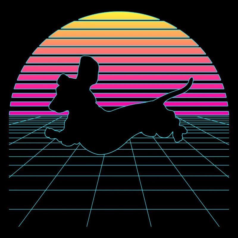 Vaporwave Teckel Chien Teckel 80s années 90