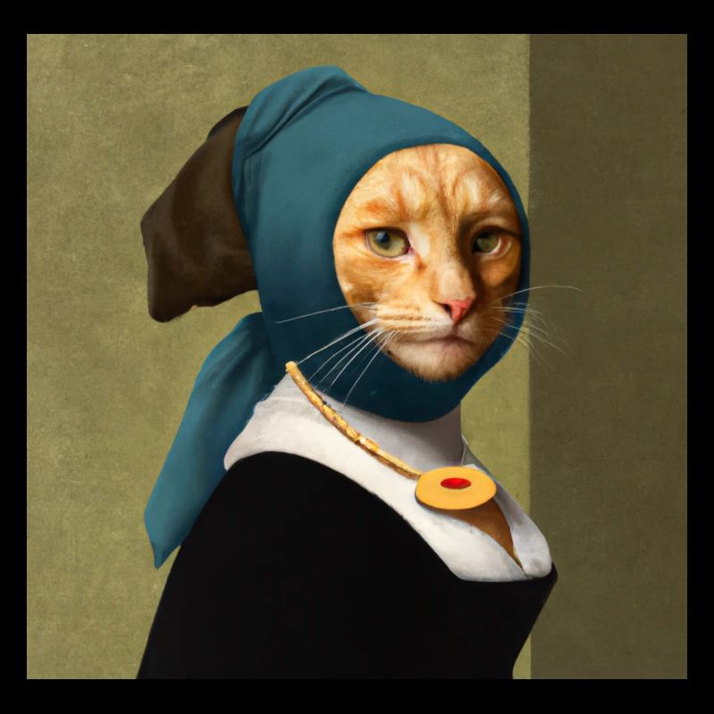 Gemälde einer Katze im Vermeer Stil
