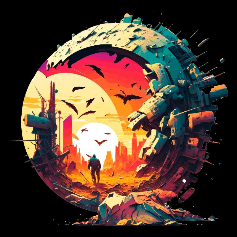 Sci Fi Trostlose Weld mit einem Umherziehenden