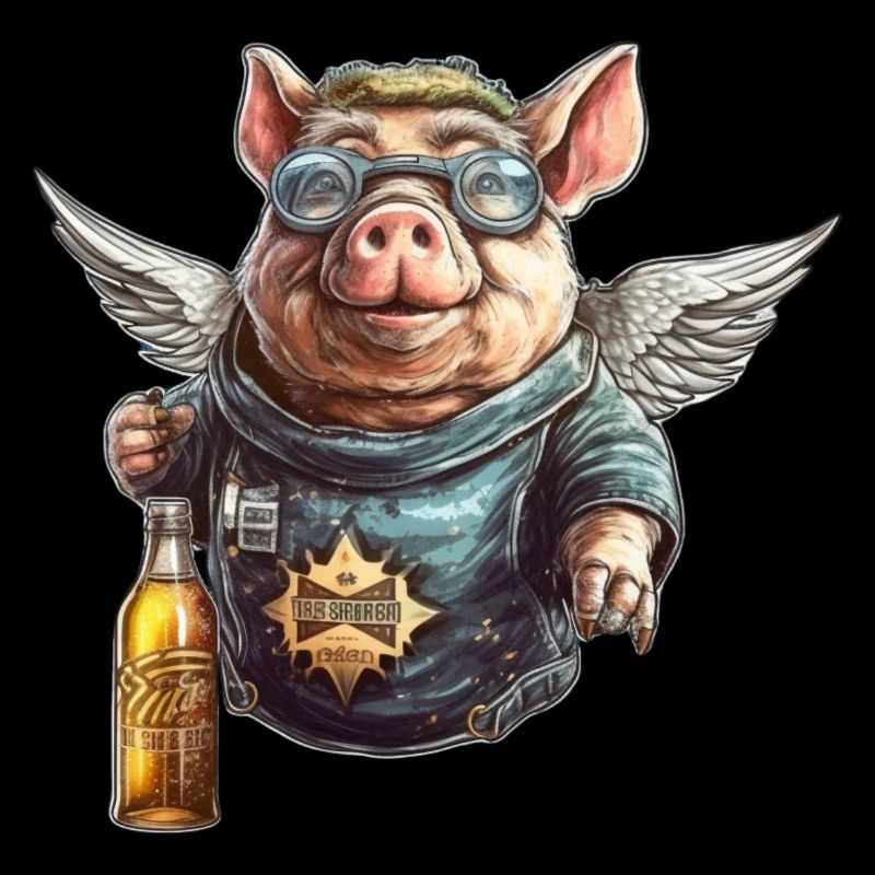 Fliegendes Schwein mit Bier - Lustig und Frech