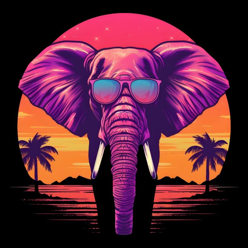 Synthwave Elephant Sunset
