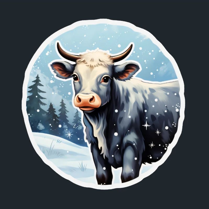 Cattle on a wintry alpine pasture