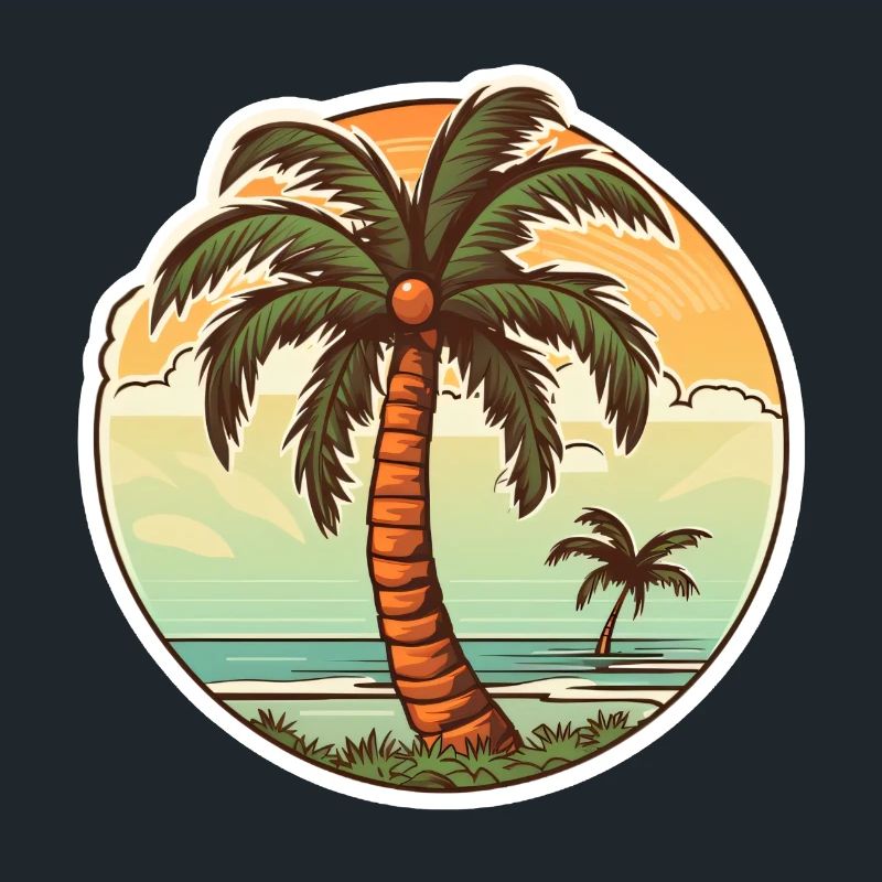 Palm tree with a single coconut