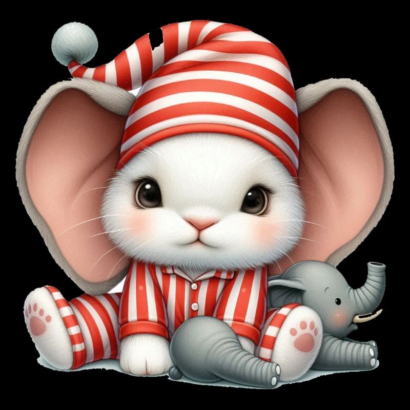 Lapin en tenue rayée et oreilles d’éléphant