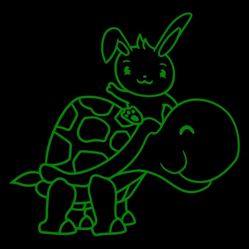 Bunny Big Giant Turtle Riding Waving Cute
