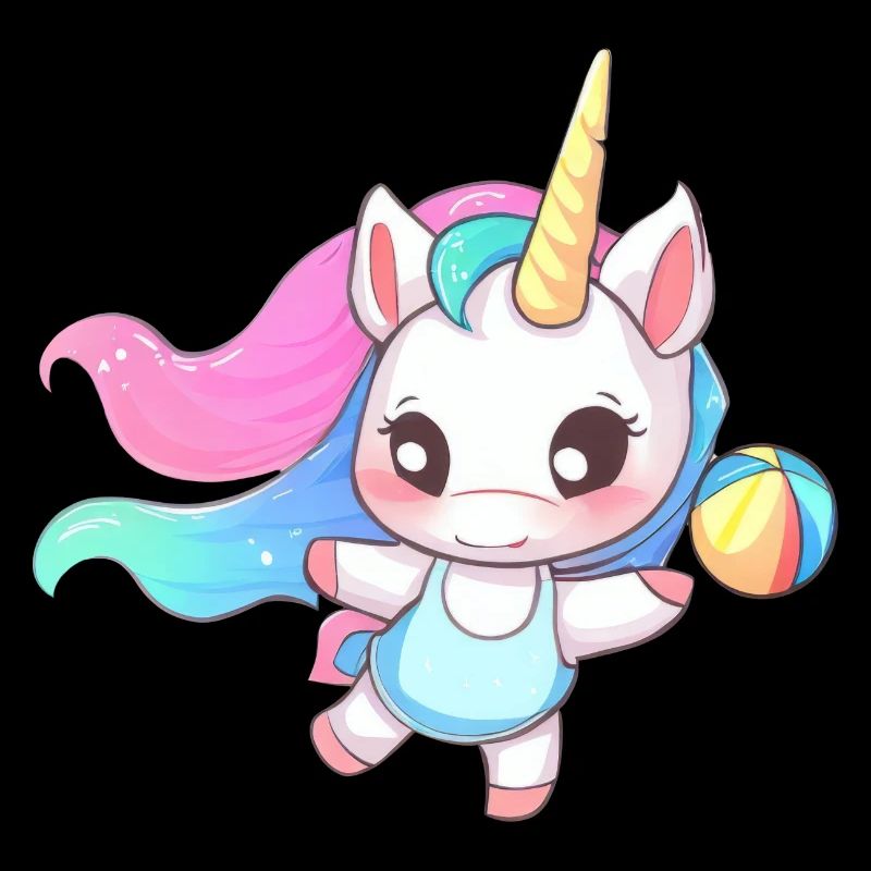 Unicorn playing volleyball