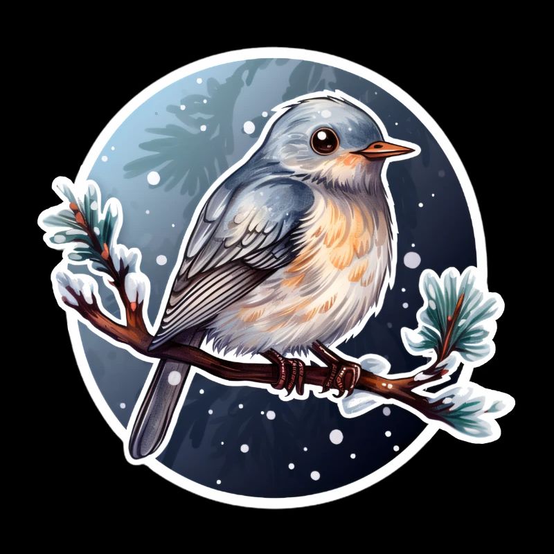 Cute bird in winter
