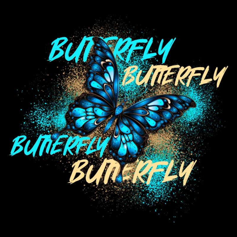 Bunter Butterfly Splatter Logo Blue
