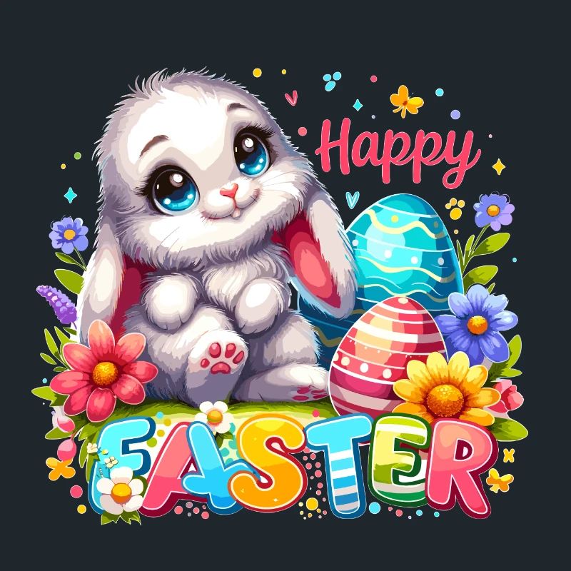 Joyeuses Pâques - Illustration de lapin de Pâques