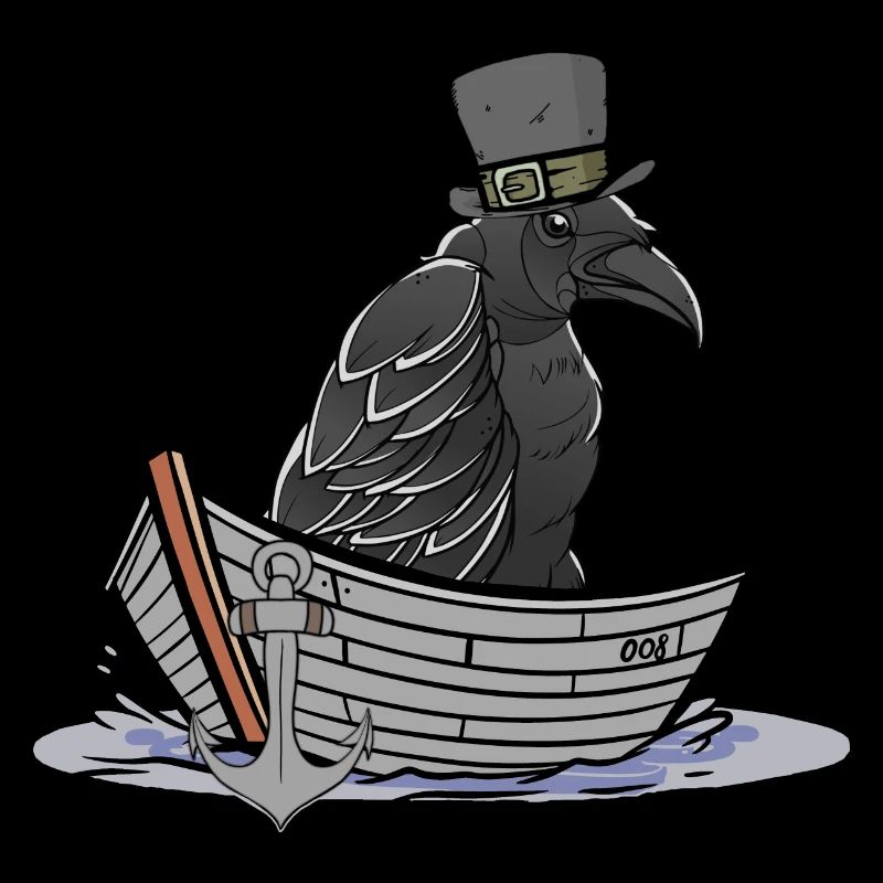 Krähe Rabe Fährmann Raben Krähen Boot Boote