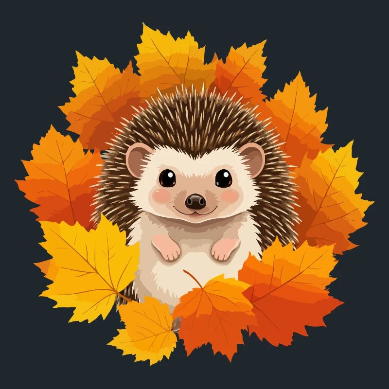 Hérisson et feuilles