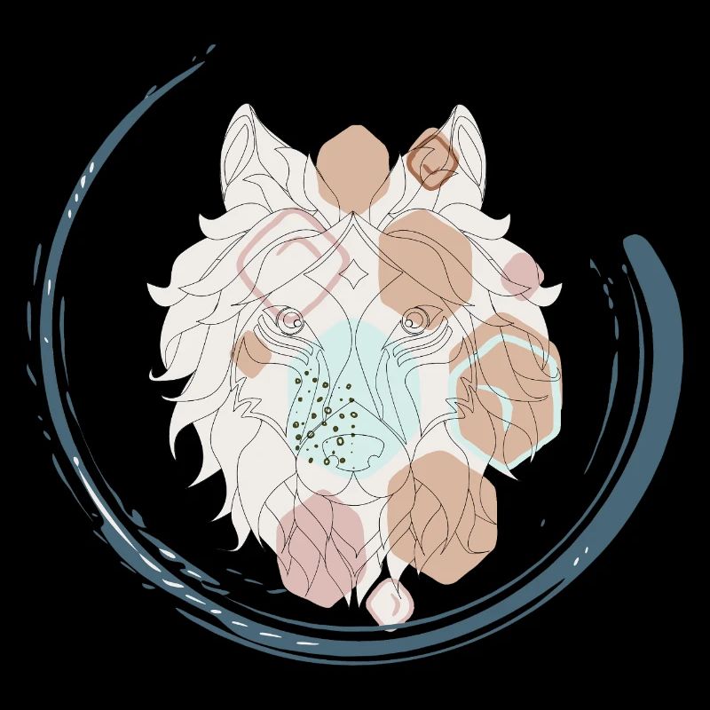 Minimalist Geometric Wolf – Earthy Tones Art