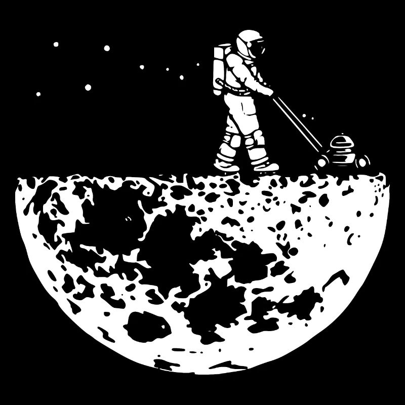 Astronaut mit dem Rasenmäher