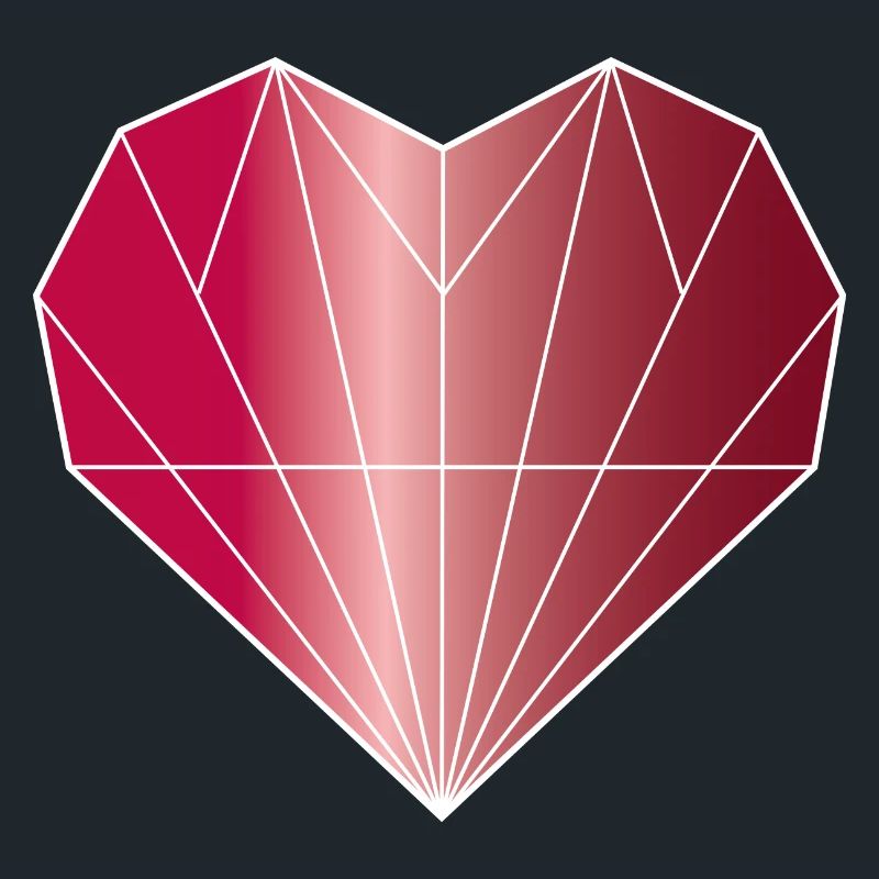Heart Diamond Ruby Red
