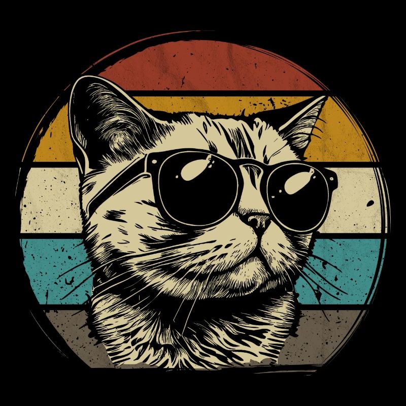 Chat cool avec lunettes de soleil rétro