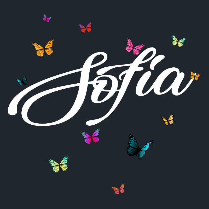 SOFIA - Mädchen Name mit bunten Schmetterlingen