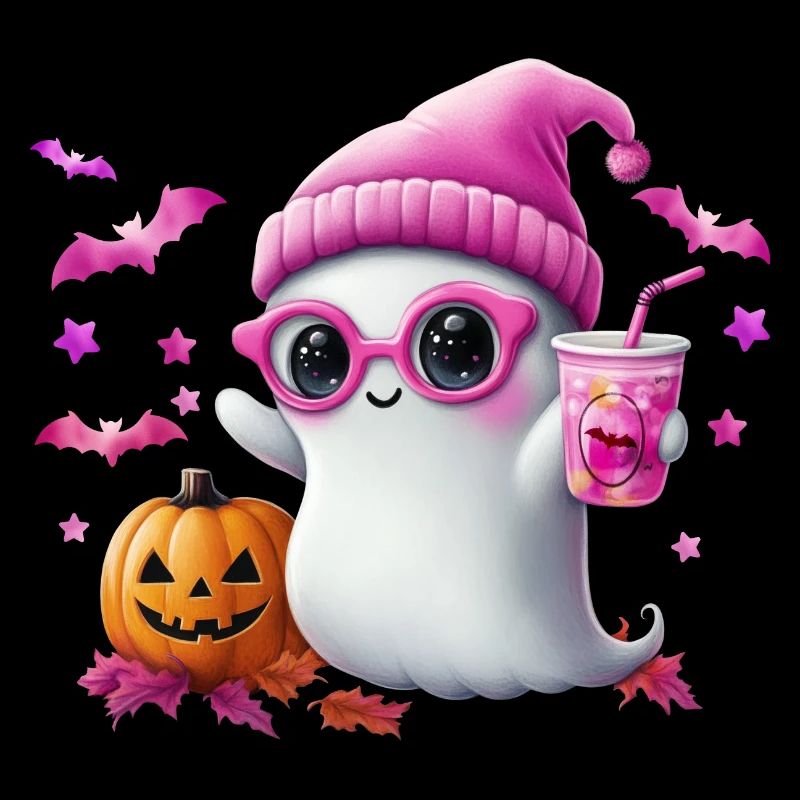 Süßer Geist Halloween Retro Design mit Kürbis