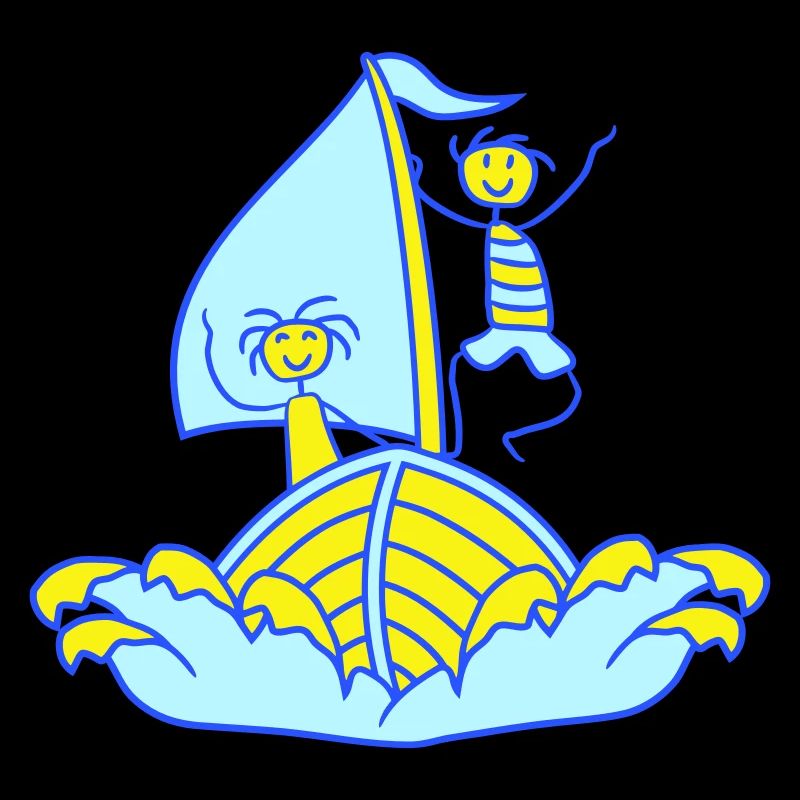 2 Kids Sailing Fun Two Siblings Friends Team
