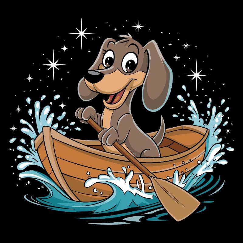 Ein Dackelboot, das Paddelboot fährt