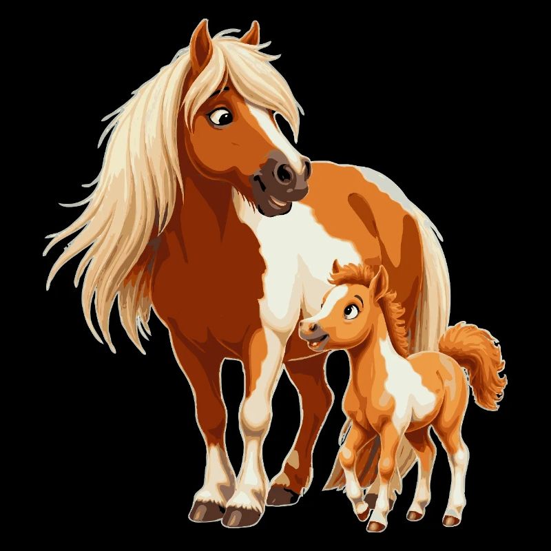 Shetland pony with foal