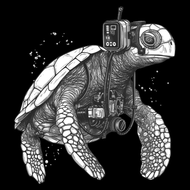 Turtle dressed like a deep-sea diver