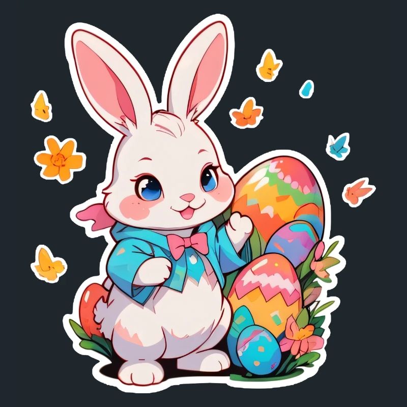 Easter Bunny with Multiple Eggs