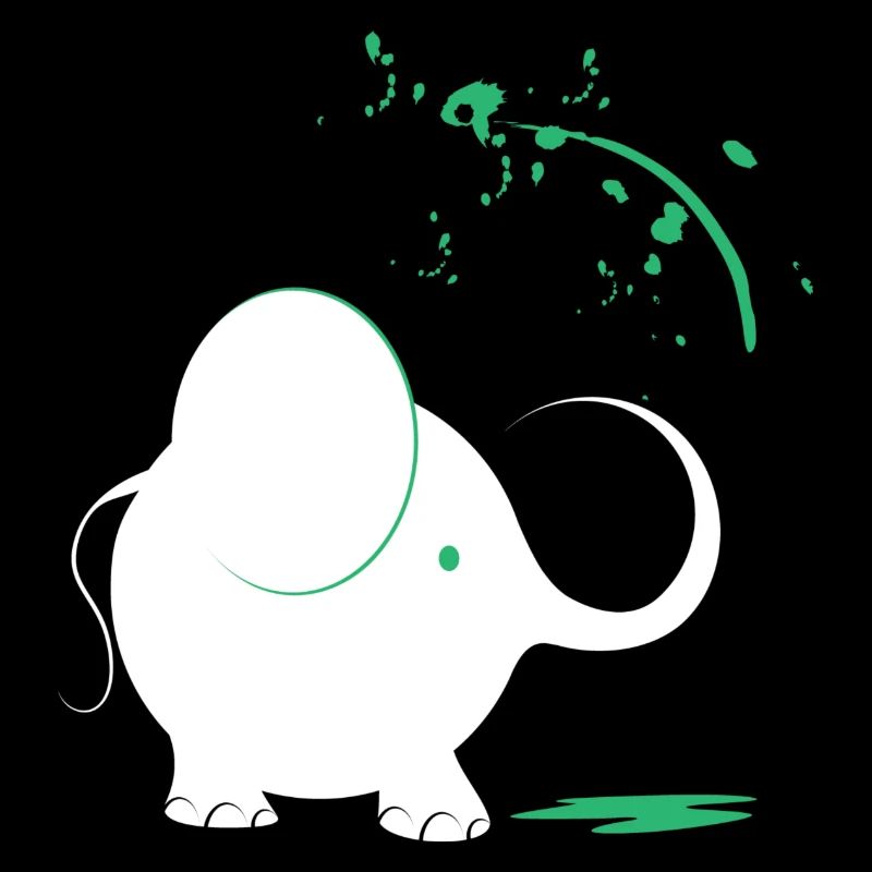 Éléphant blanc avec peinture turquoise