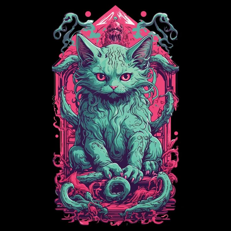 Creepy Demons Cat Halloween Underworld Design