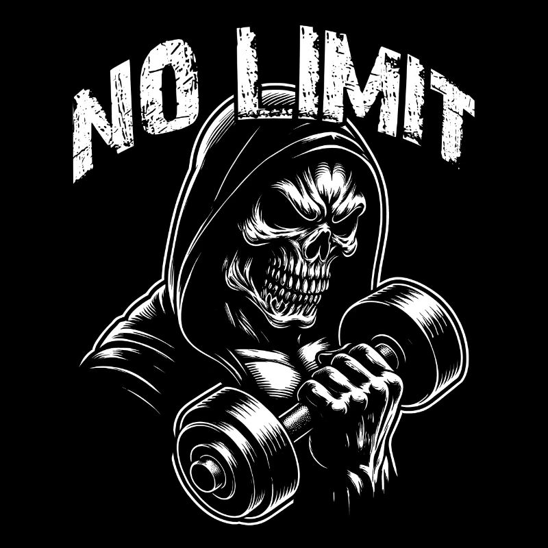 Crâne de musculation No Limit Workout avec haltère
