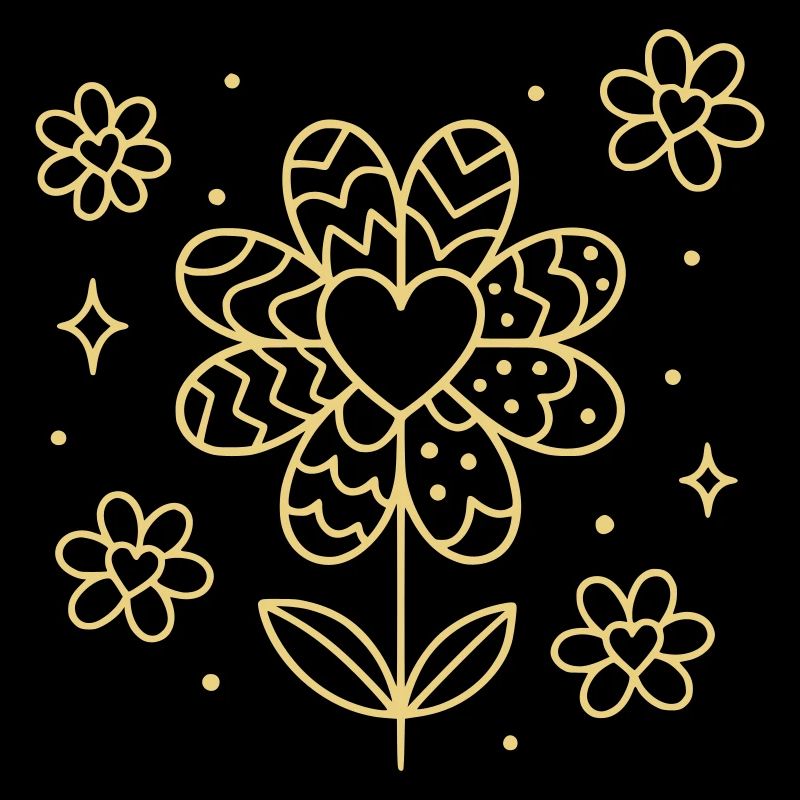 Flowers and hearts patterned