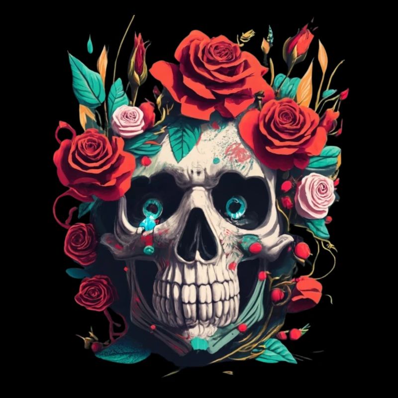 Schädel mit Rosen im Gothic Design