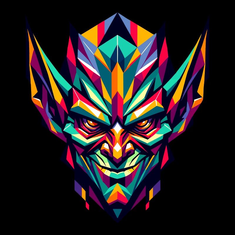 Polygonal Dark Elf: Mystical Fantasy Art