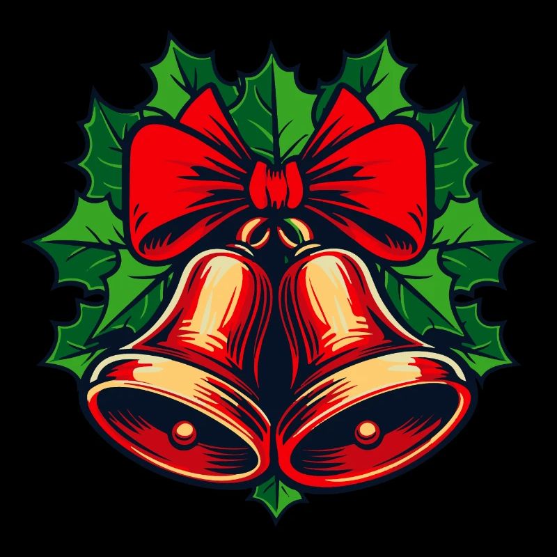 Christmas bells with holly