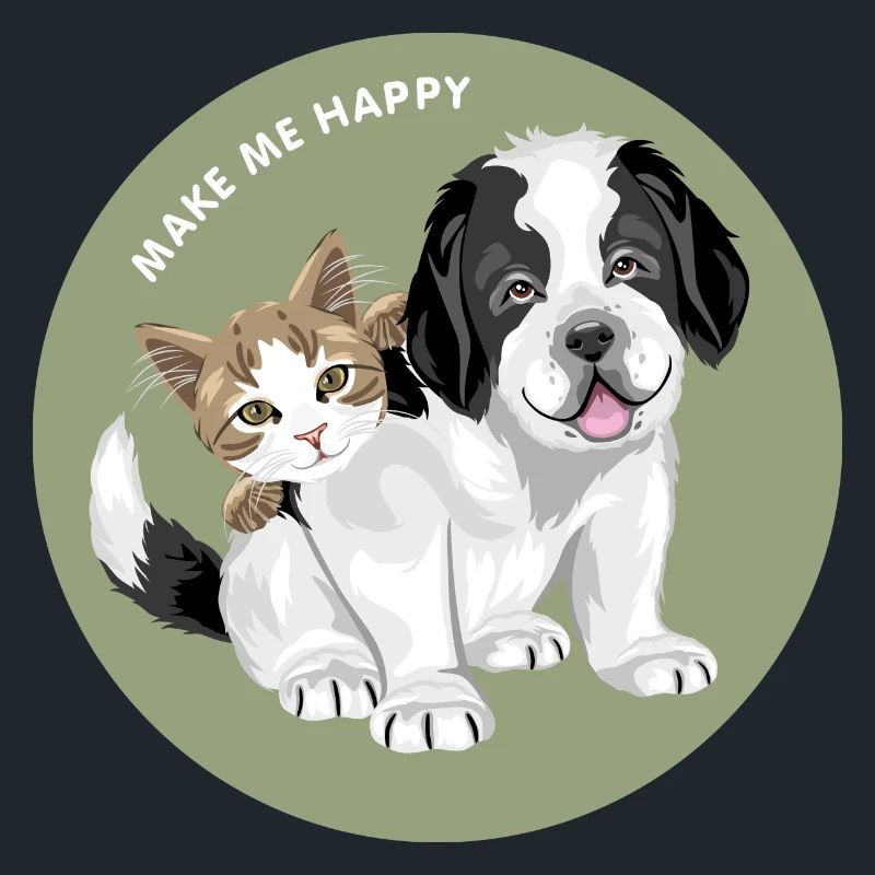 Chien chiot Saint Bernard et chat mignon