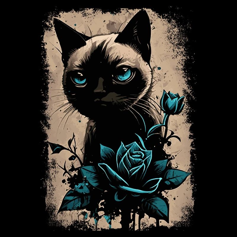Chat siamois avec fleur