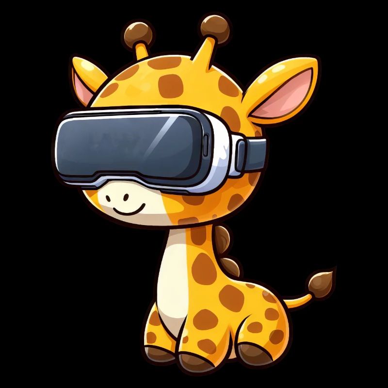 Süße Comic Giraffe spielt mit Virtual Reality