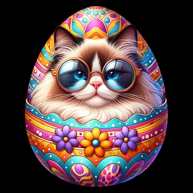 Chat Ragdoll dans la conception d’oeuf de Pâques