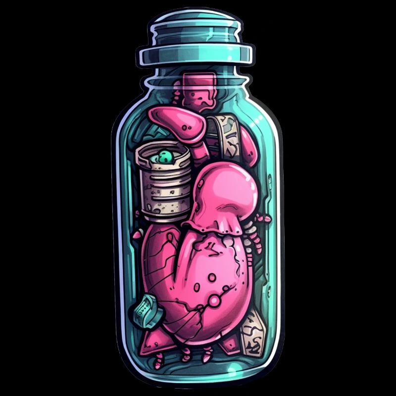 Heart Mystical Content Bottle Drawing