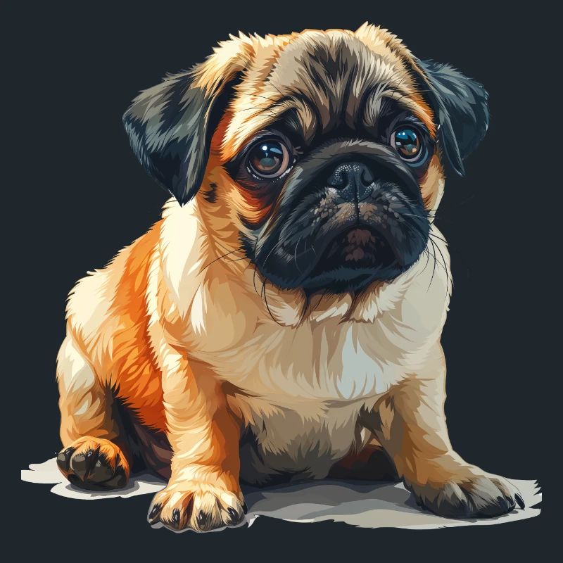 Mops Welpen sitzend