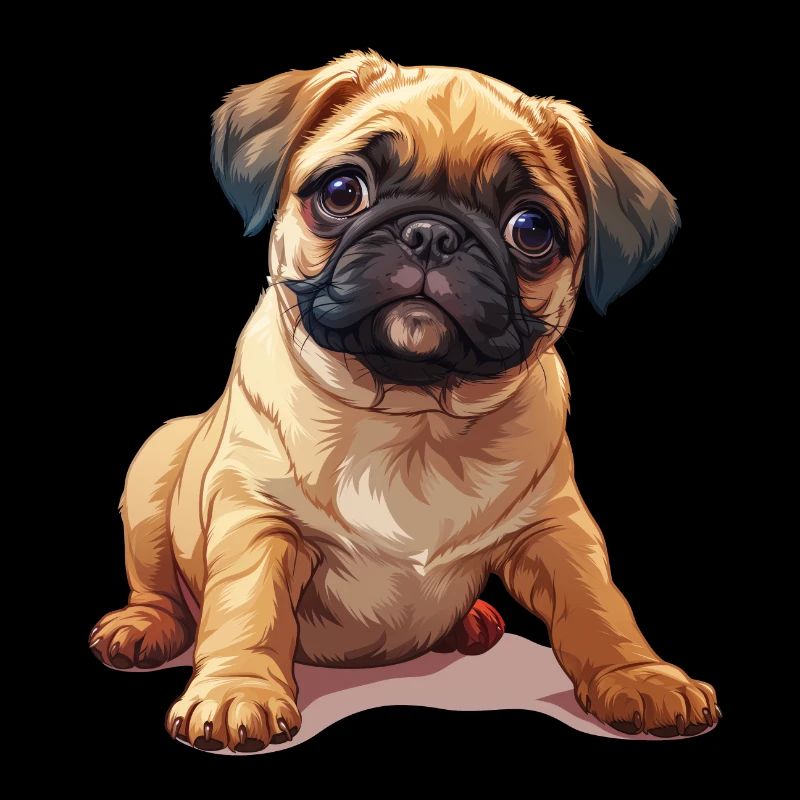 Chiot carlin assis
